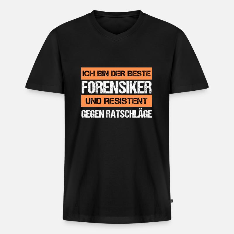Resistenter Forensiker - Männer Premium Bio T-Shirt mit V-Ausschnitt - Schwarz