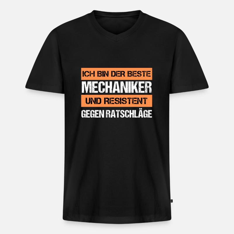 Resistenter Mechaniker - Männer Premium Bio T-Shirt mit V-Ausschnitt - Schwarz