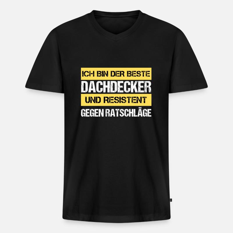 Resistenter Dachdecker - Männer Premium Bio T-Shirt mit V-Ausschnitt - Schwarz
