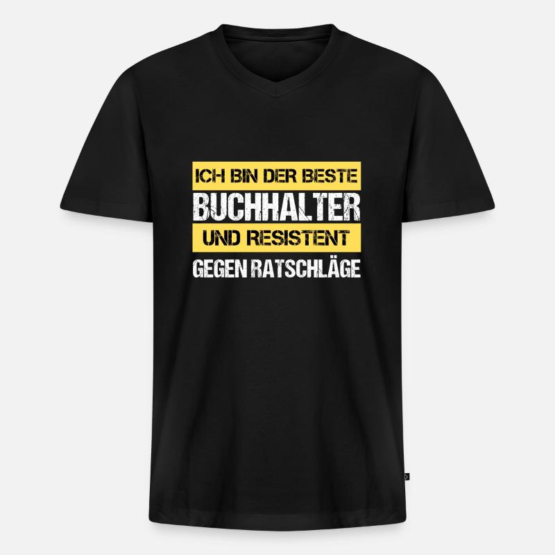 Resistenter Buchhalter - Männer Premium Bio T-Shirt mit V-Ausschnitt - Schwarz