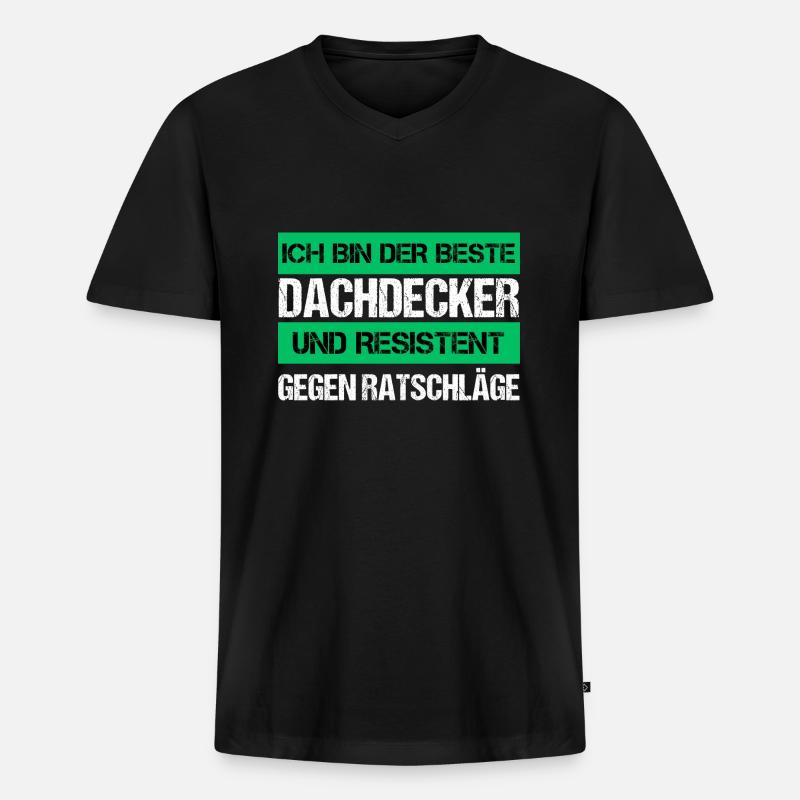 Resistenter Dachdecker - Männer Premium Bio T-Shirt mit V-Ausschnitt - Schwarz