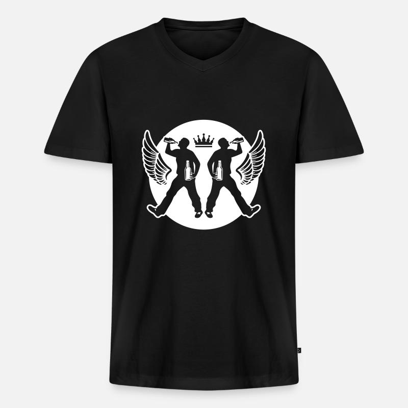 Drinking Bier Silhouette - Männer Premium Bio T-Shirt mit V-Ausschnitt - Schwarz