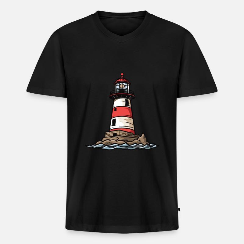 Leuchtturm Symbol - Männer Premium Bio T-Shirt mit V-Ausschnitt - Schwarz