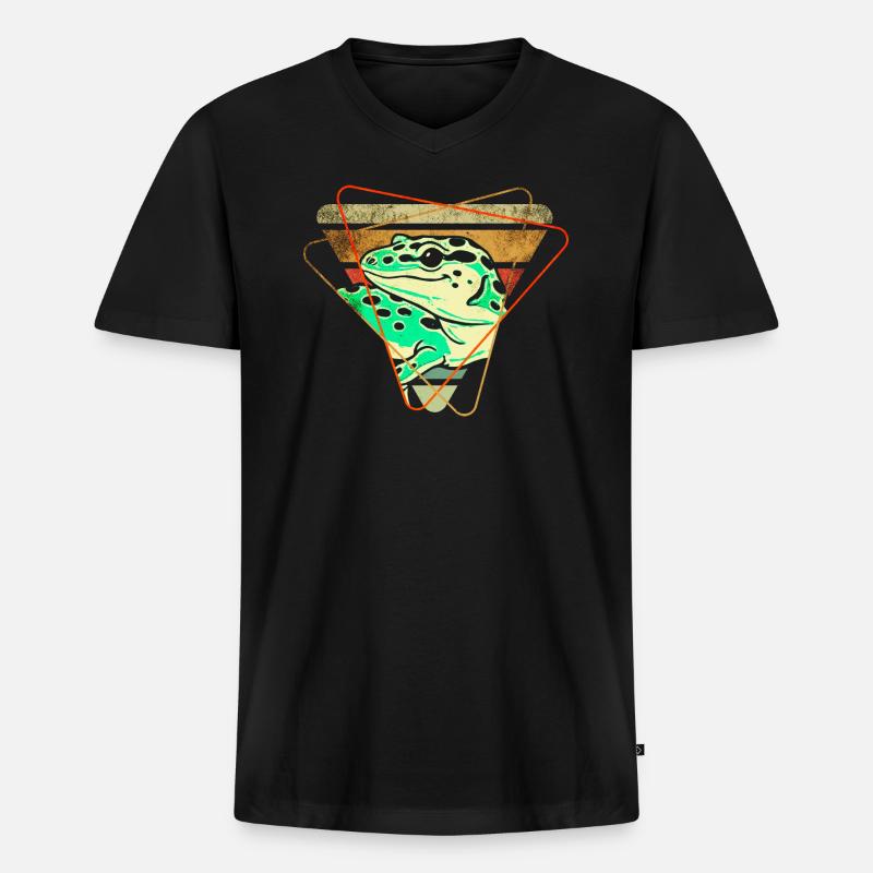 Gecko - Männer Premium Bio T-Shirt mit V-Ausschnitt - Schwarz