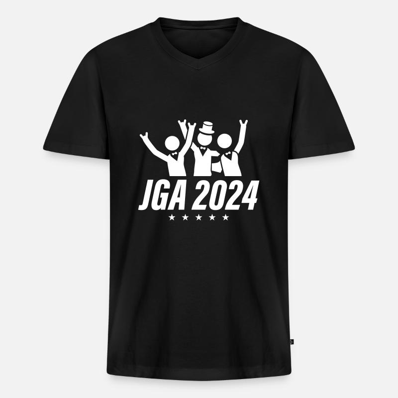 Junggesellen Abschied 2024 - Männer Premium Bio T-Shirt mit V-Ausschnitt - Schwarz