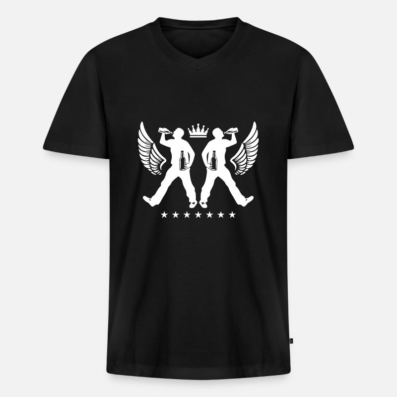 Drinking Bier Silhouette - Männer Premium Bio T-Shirt mit V-Ausschnitt - Schwarz