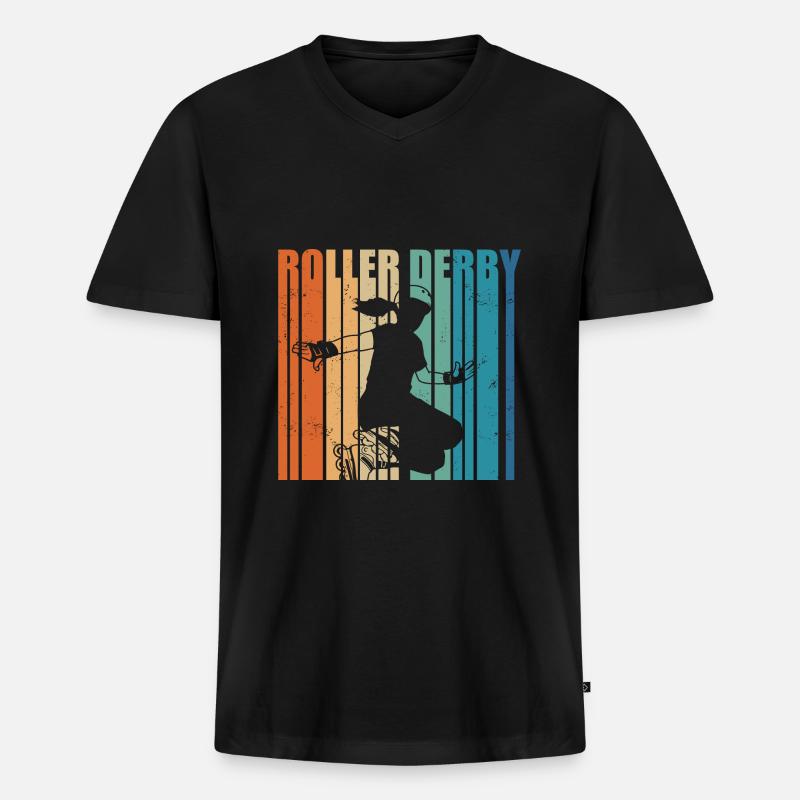Roller Derby - Männer Premium Bio T-Shirt mit V-Ausschnitt - Schwarz