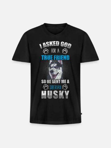 Husky dog pedigree dog - Men's Premium Organic T-shirt with V-neck - black