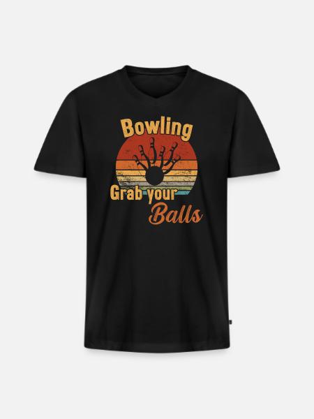 Grab Your Balls / Bowling - Men's Premium Organic T-shirt with V-neck - black
