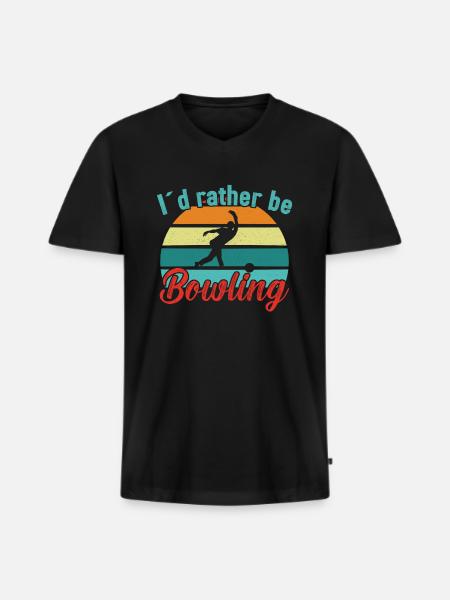 I´d rather be Bowling / Bowling - Männer Premium Bio T-Shirt mit V-Ausschnitt - Schwarz