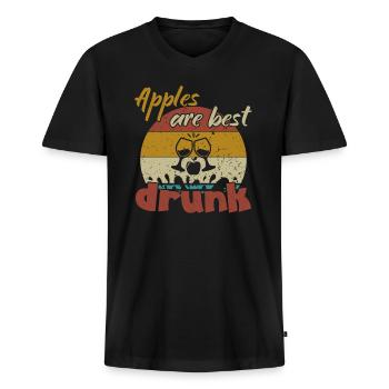 Apples are best Drunk / Cider - Men's Premium Organic T-shirt with V-neck - black - Front - Nico (187cm)