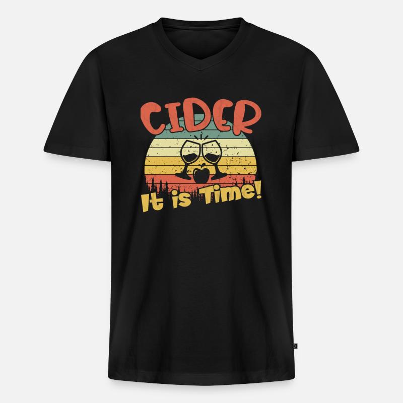 Cider - It is Time / Cider - Männer Premium Bio T-Shirt mit V-Ausschnitt - Schwarz