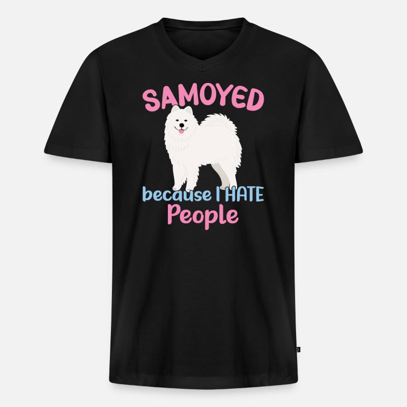 Samojeden - Weil ich Menschen hasse - Männer Premium Bio T-Shirt mit V-Ausschnitt - Schwarz