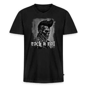 Rock’n’Roll Horreur Punk Zombie Skull - T-shirt encolure en V Premium bio Homme - noir - Devant - Nico (187cm)