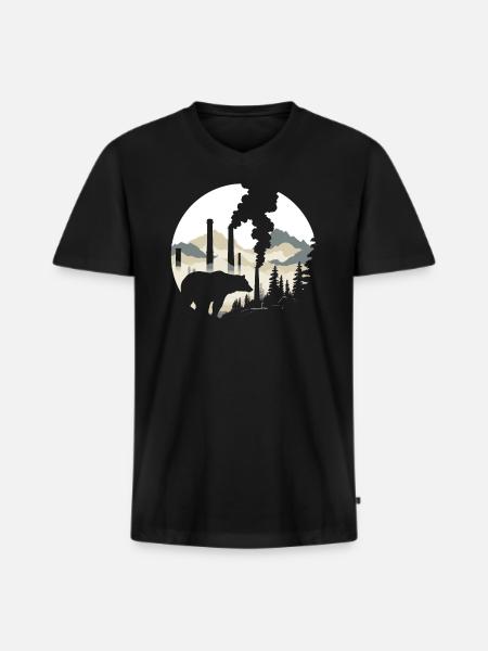 Bear Nature Environment Environmental Protection - Men's Premium Organic T-shirt with V-neck - black