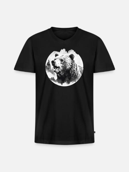 Bear Nature Environment Environmental Protection - Men's Premium Organic T-shirt with V-neck - black