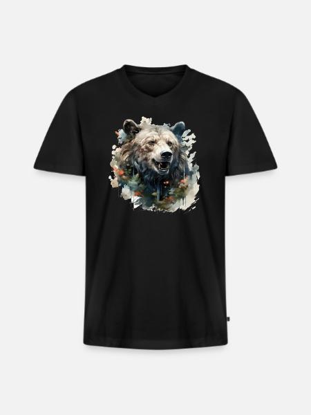 Bear Nature Environment Environmental Protection - Men's Premium Organic T-shirt with V-neck - black