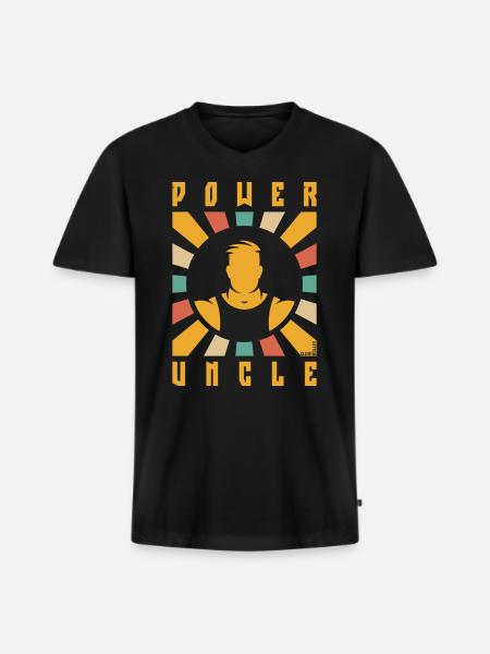 Power Uncle (Rays / 4C) - Men's Premium Organic T-shirt with V-neck - black