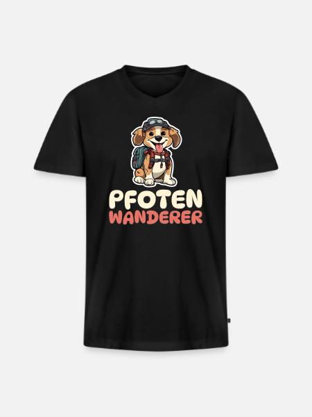 Pfotenwanderer - Wandern - Hunde - Männer Premium Bio T-Shirt mit V-Ausschnitt - Schwarz