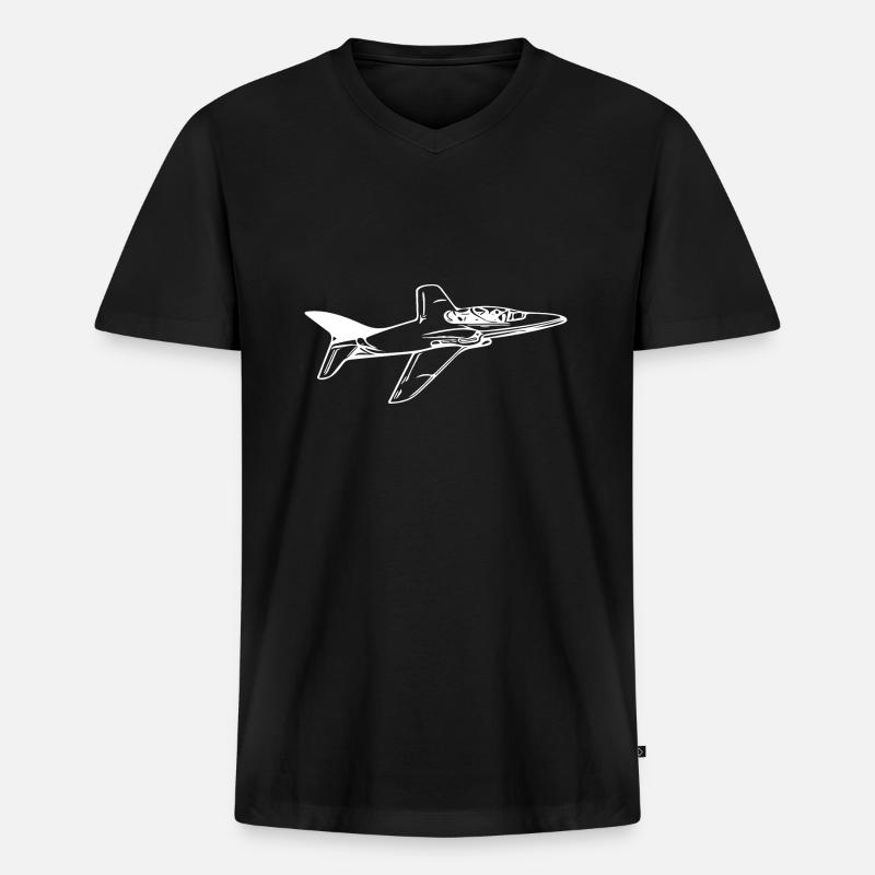 Jet Flugzeug Flieger - Männer Premium Bio T-Shirt mit V-Ausschnitt - Schwarz