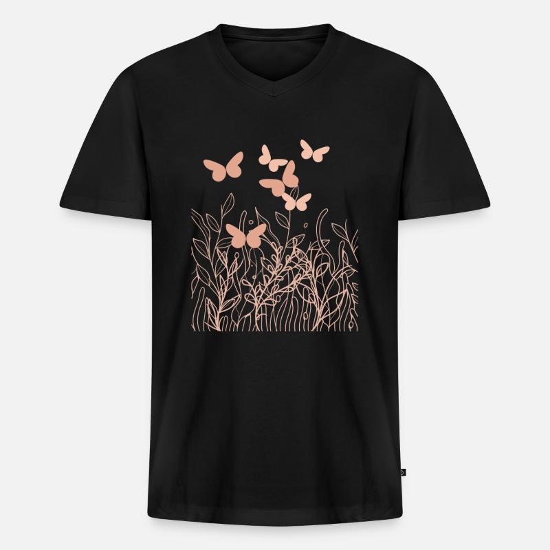 Sommerwiese - Männer Premium Bio T-Shirt mit V-Ausschnitt - Schwarz