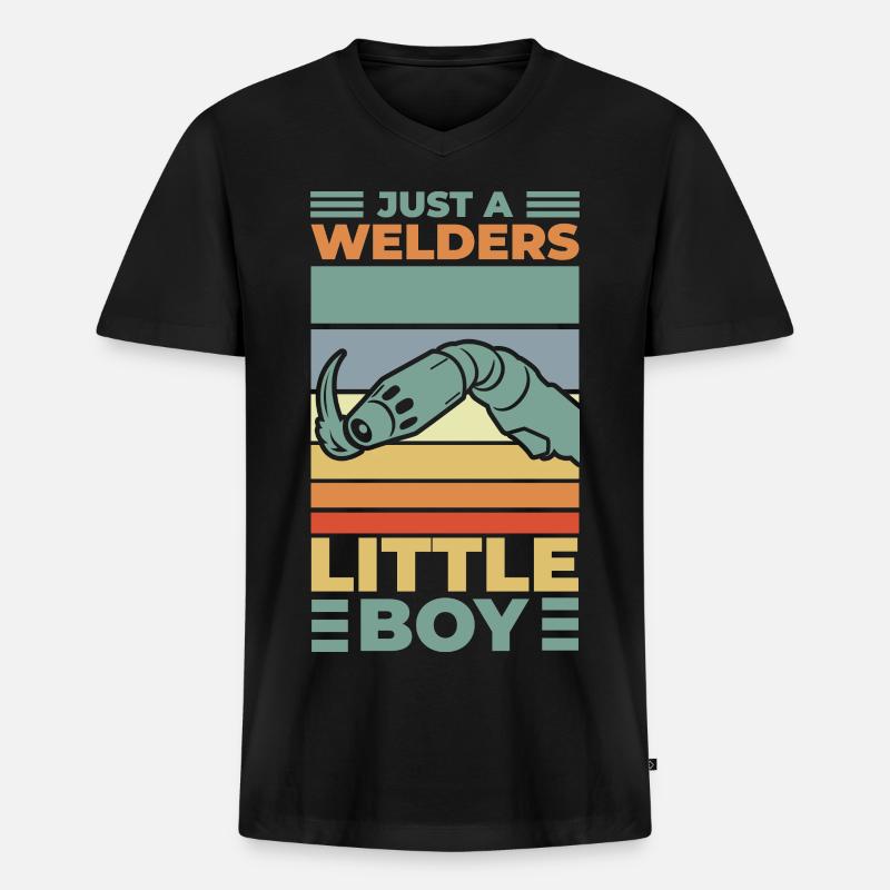 Nur ein kleiner Schweißer Junge - Männer Premium Bio T-Shirt mit V-Ausschnitt - Schwarz