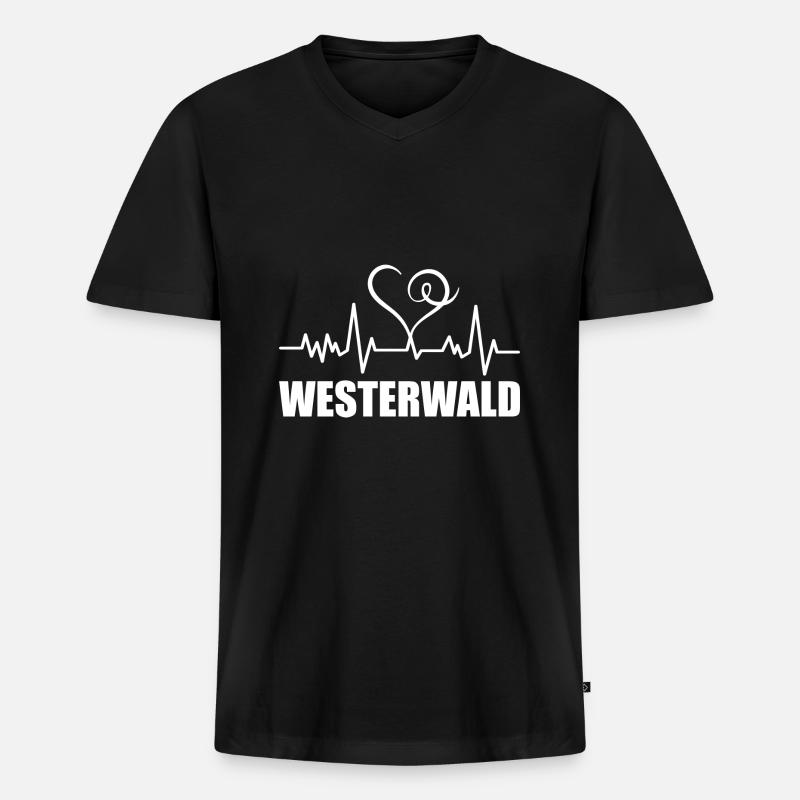 Heartbeat Westerwald - Männer Premium Bio T-Shirt mit V-Ausschnitt - Schwarz