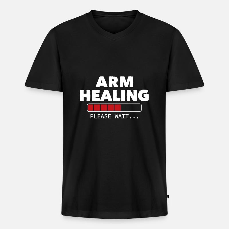 Arm Healing Please Wait - Männer Premium Bio T-Shirt mit V-Ausschnitt - Schwarz