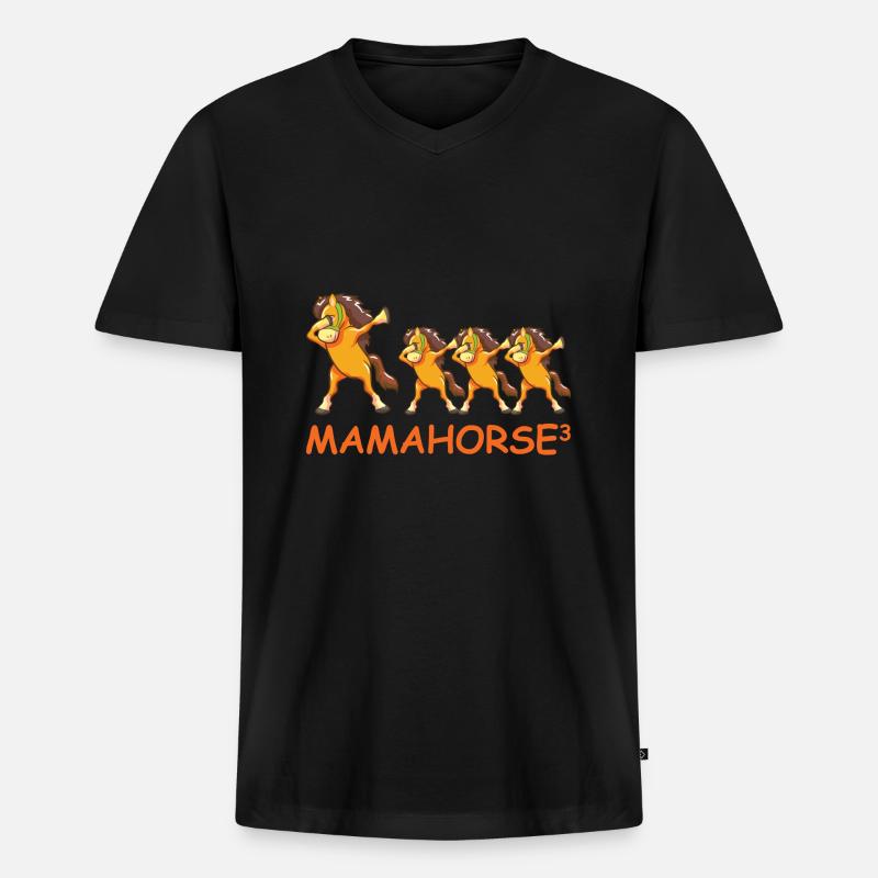 Schwanger werdene Mutter Drillinge Pferd - Männer Premium Bio T-Shirt mit V-Ausschnitt - Schwarz