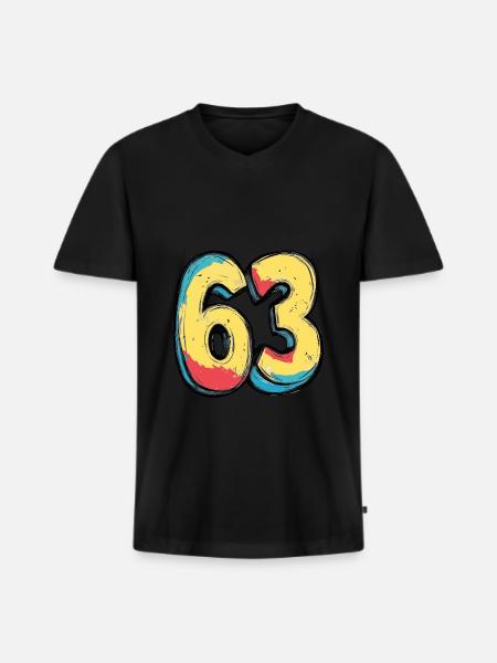 63 Number Comic - Men's Premium Organic T-shirt with V-neck - black