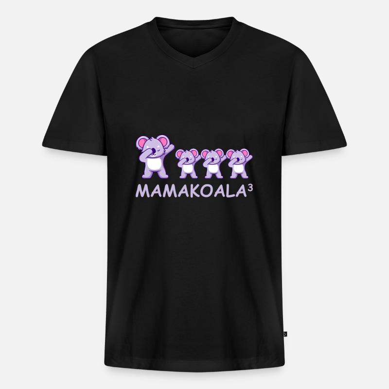 Schwanger werdene Mutter Drillinge Koala - Männer Premium Bio T-Shirt mit V-Ausschnitt - Schwarz