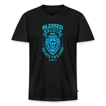 God Bijbel Jeremiah religie christenen - Mannen Premium Bio T-shirt met V-hals - zwart - Voor - Nico (187cm)