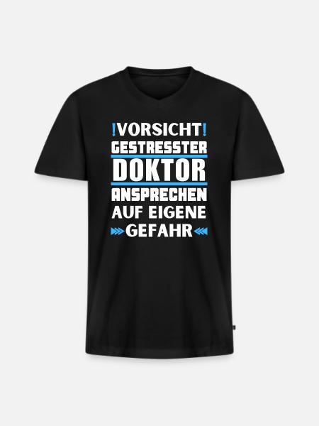 Gestresster Doktor nicht ansprechen! - Männer Premium Bio T-Shirt mit V-Ausschnitt - Schwarz
