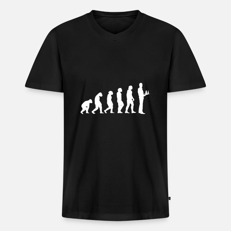 Evolution Kellner - Männer Premium Bio T-Shirt mit V-Ausschnitt - Schwarz