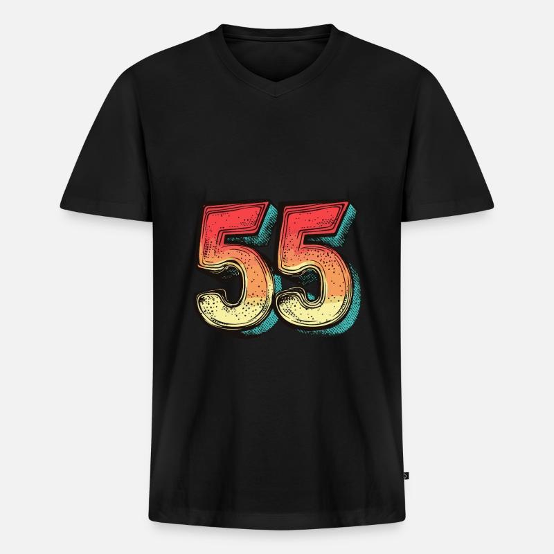 55 Zahl Comic - Männer Premium Bio T-Shirt mit V-Ausschnitt - Schwarz