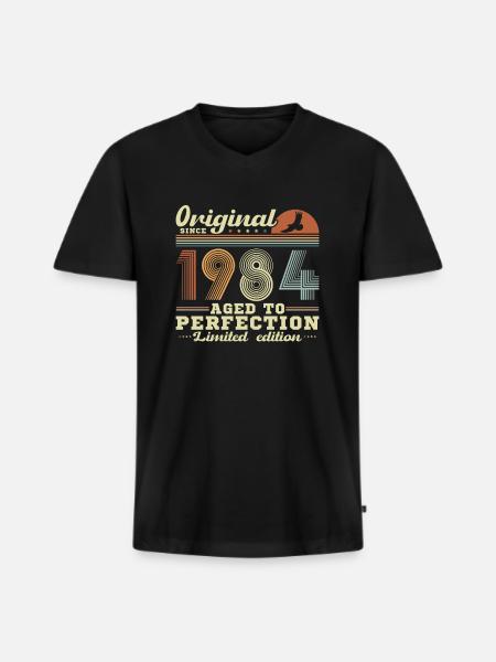 Vinatge 1984 Birthday Gift - Men's Premium Organic T-shirt with V-neck - black