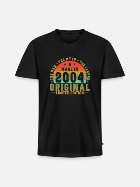 Vinatge 2004 Birthday Gift - Men's Premium Organic T-shirt with V-neck - black