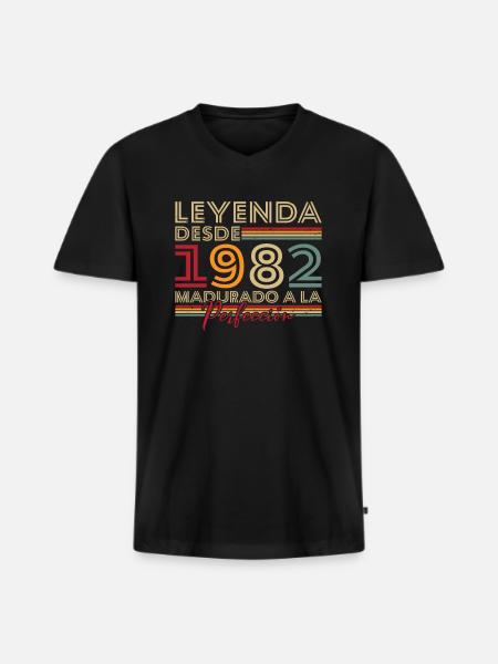 Legend since 1982 Birthday Gift - Men's Premium Organic T-shirt with V-neck - black