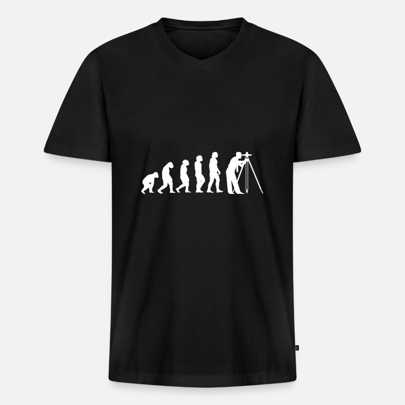 Evolution Vermesser - Männer Premium Bio T-Shirt mit V-Ausschnitt - Schwarz
