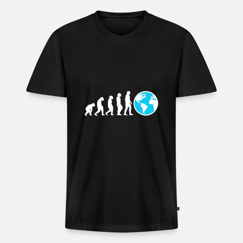 Evolution Geografielehrer - Männer Premium Bio T-Shirt mit V-Ausschnitt - Schwarz
