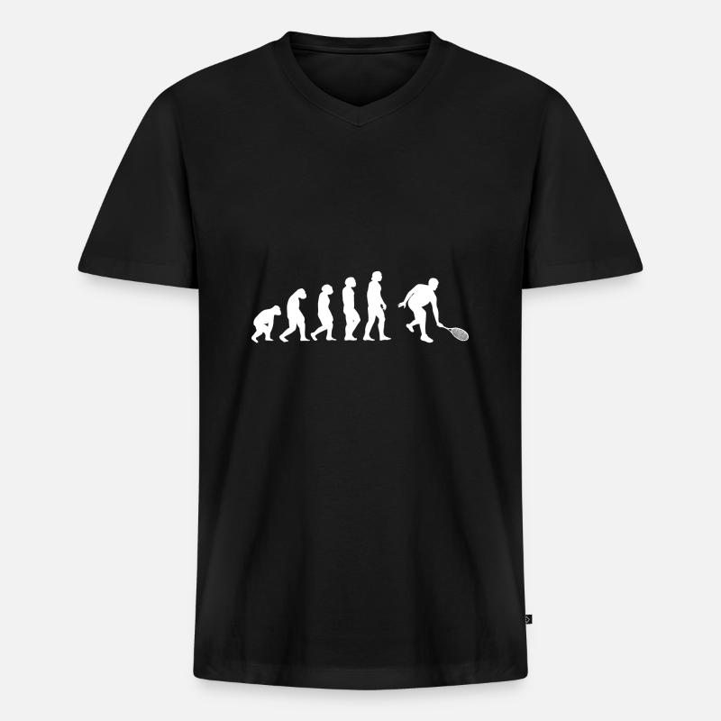 Evolution Tennisspieler - Männer Premium Bio T-Shirt mit V-Ausschnitt - Schwarz