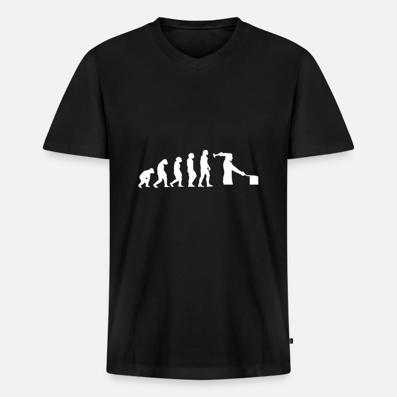 Evolution Schlosser - Männer Premium Bio T-Shirt mit V-Ausschnitt - Schwarz
