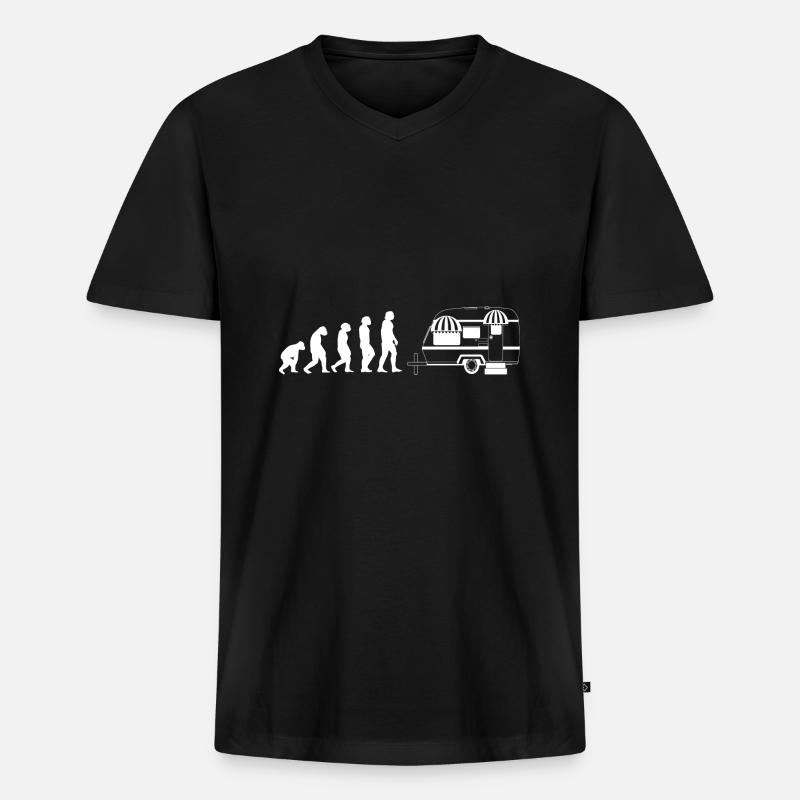 Evolution Camper - Männer Premium Bio T-Shirt mit V-Ausschnitt - Schwarz