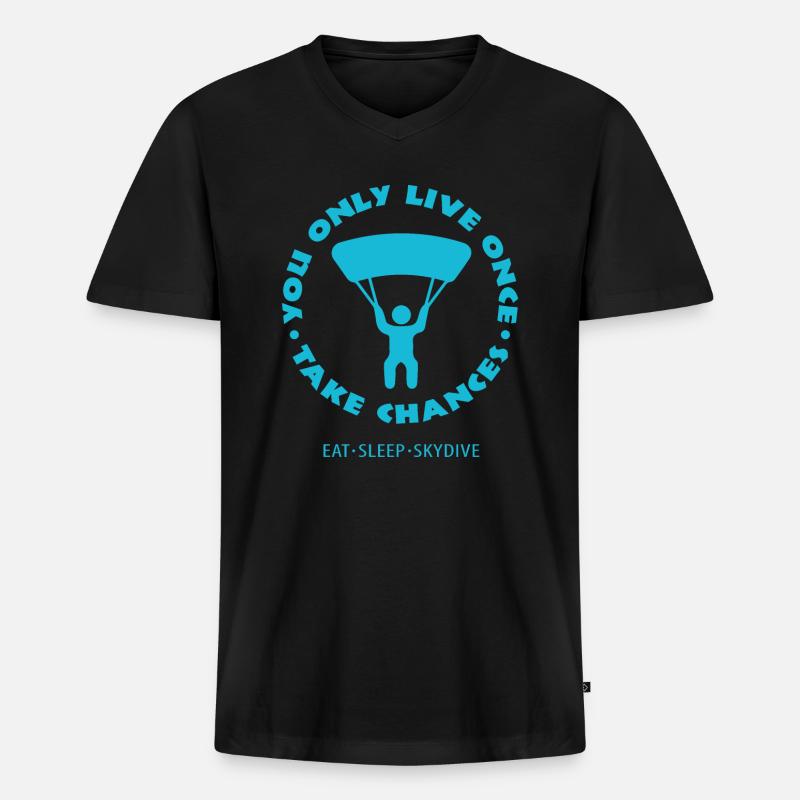 Fallschirm - Männer Premium Bio T-Shirt mit V-Ausschnitt - Schwarz