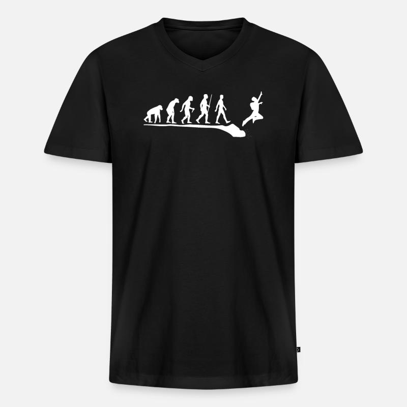 Base Jump Evolution T-Shirt & Geschenk - Männer Premium Bio T-Shirt mit V-Ausschnitt - Schwarz