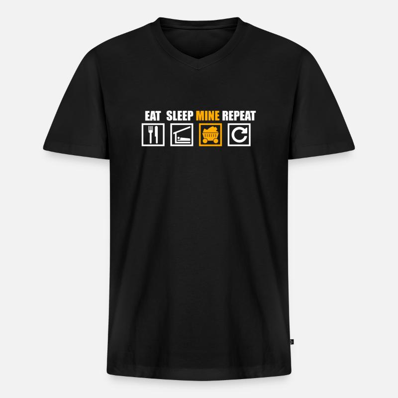 Bergbau - Männer Premium Bio T-Shirt mit V-Ausschnitt - Schwarz