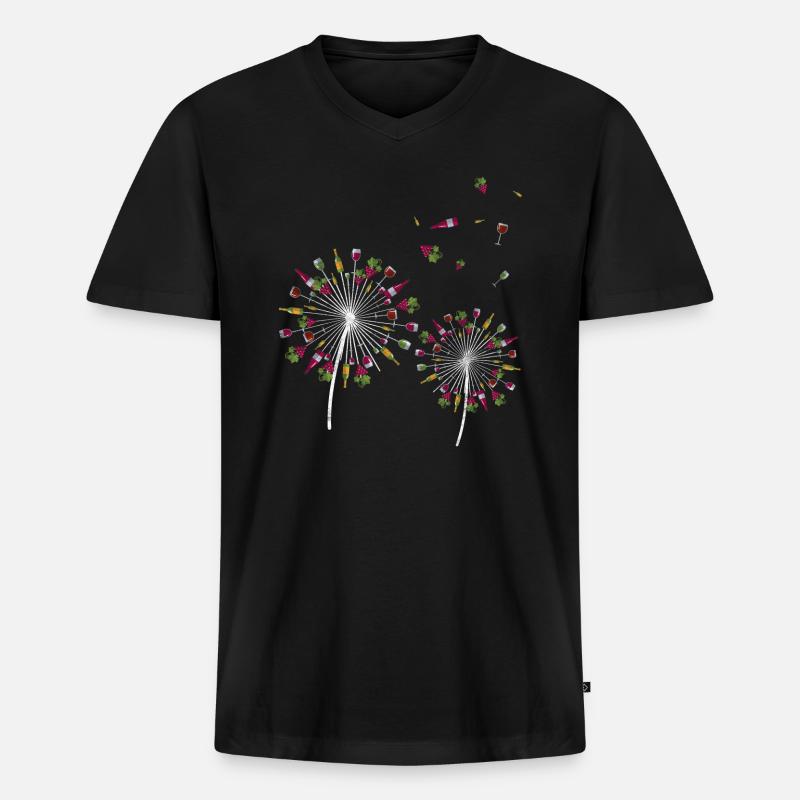 Wein - Männer Premium Bio T-Shirt mit V-Ausschnitt - Schwarz