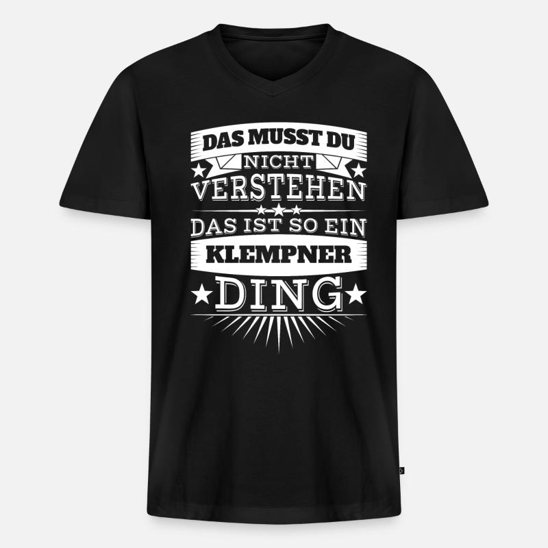 Klempner - Männer Premium Bio T-Shirt mit V-Ausschnitt - Schwarz