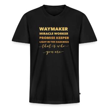 Waymaker & Christliche Kleidung - Männer Premium Bio T-Shirt mit V-Ausschnitt - Schwarz - Vorne - Nico (187cm)