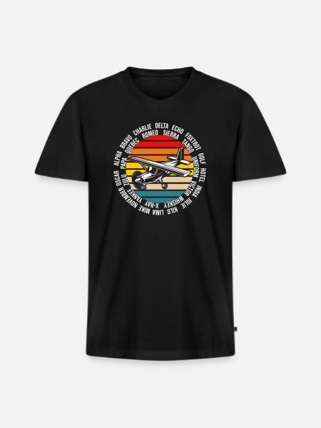 International Pilot's Alphabet Aviation Hobby Pilo - Men's Premium Organic T-shirt with V-neck - black